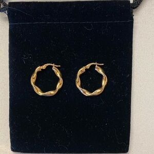 Solid 14k Gold Twisted Hoop Earrings